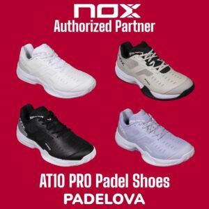 NOX AT10 PRO Sepatu Padel Original Agustin Tapia Shoes Premium Grip Stabil Cushion Nyaman | Black Hitam, White Putih, Silver Birch Black, Purple Ungu