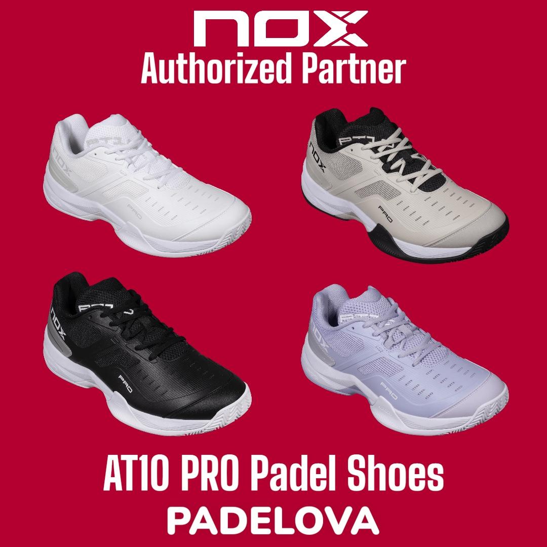 NOX AT10 PRO Sepatu Padel Original Agustin Tapia Shoes Premium Grip Stabil Cushion Nyaman | Black Hitam, White Putih, Silver Birch Black, Purple Ungu