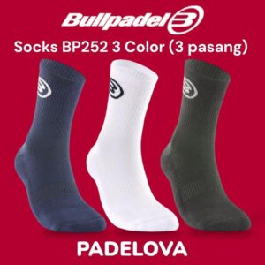 Bullpadel BP252 Socks 3 Pasang Hitam Navy Putih Original Kaos Kaki Padel Premium Nyaman Breathable Size M L
