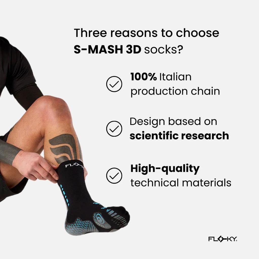 FLOKY S-MASH Kaos Kaki Biomekanik Padel & Tennis (Isi Sepasang Pack) - Anti Slip, Kompresi Achilles, Ankle Support - Image 5