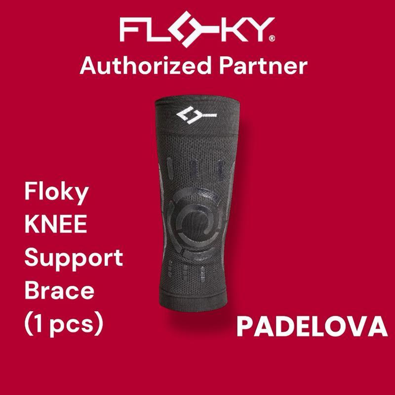 FLOKY KNEE Support Brace Black 1 pcs pack - Knee Support Knee Brace Kompresi Lutut untuk Padel, Tenis, Badminton, Running, Basketball, Volleyball, Pereda Nyeri Lutut & Stabilitas Patella