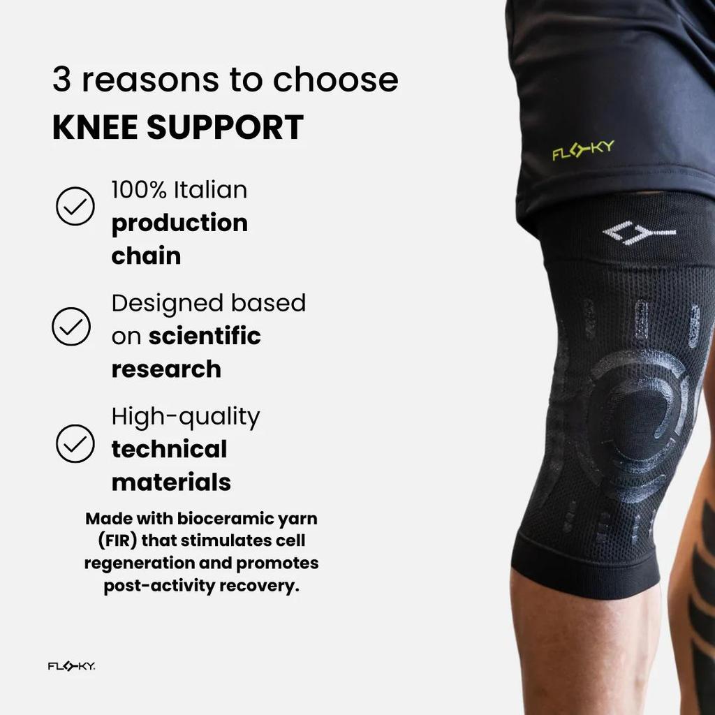 FLOKY KNEE Support Brace Black 1 pcs pack - Knee Support Knee Brace Kompresi Lutut untuk Padel, Tenis, Badminton, Running, Basketball, Volleyball, Pereda Nyeri Lutut & Stabilitas Patella - Image 4