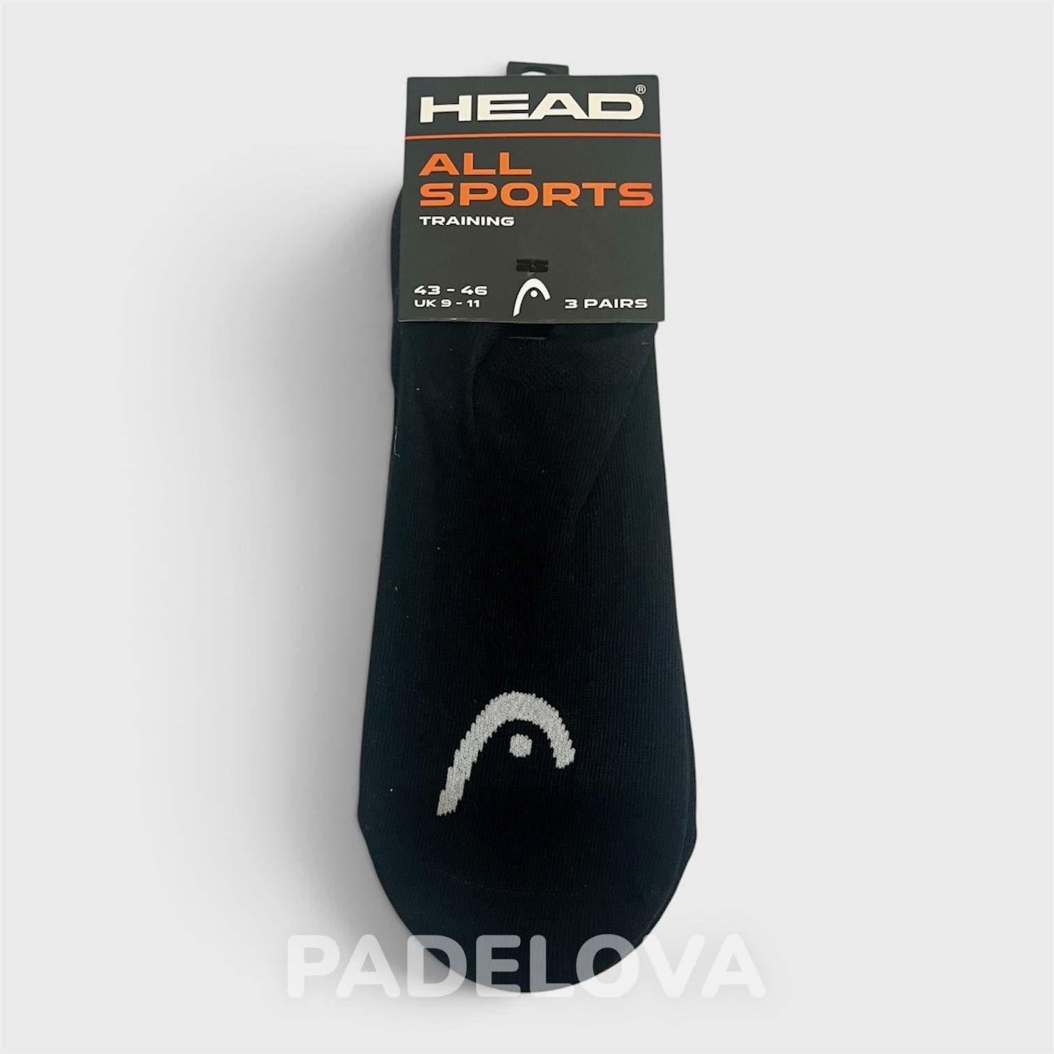 HEAD All Sports Invisible Socks Hitam 3 Pasang untuk Padel, Tennis, Pickleball, etc - Gambar 3